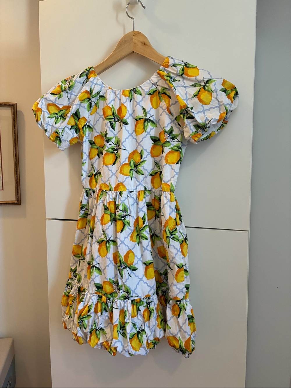 Janie and Jack Lemon Print Puff Sleeve Dress - Size 12